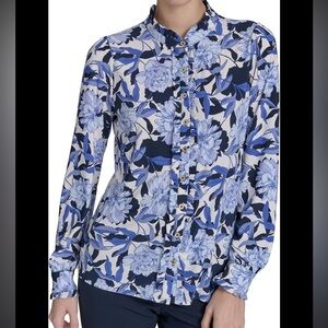 Tommy Hilfiger Blue and White Floral Blouse